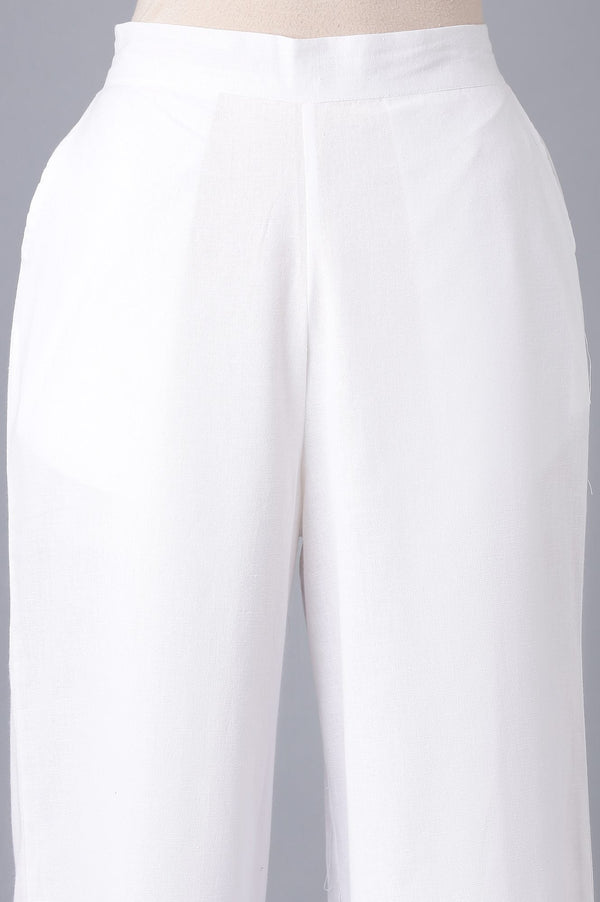 Elleven Women's White Solid Wide Leg Tencel Palazzo With Elasticated Waist