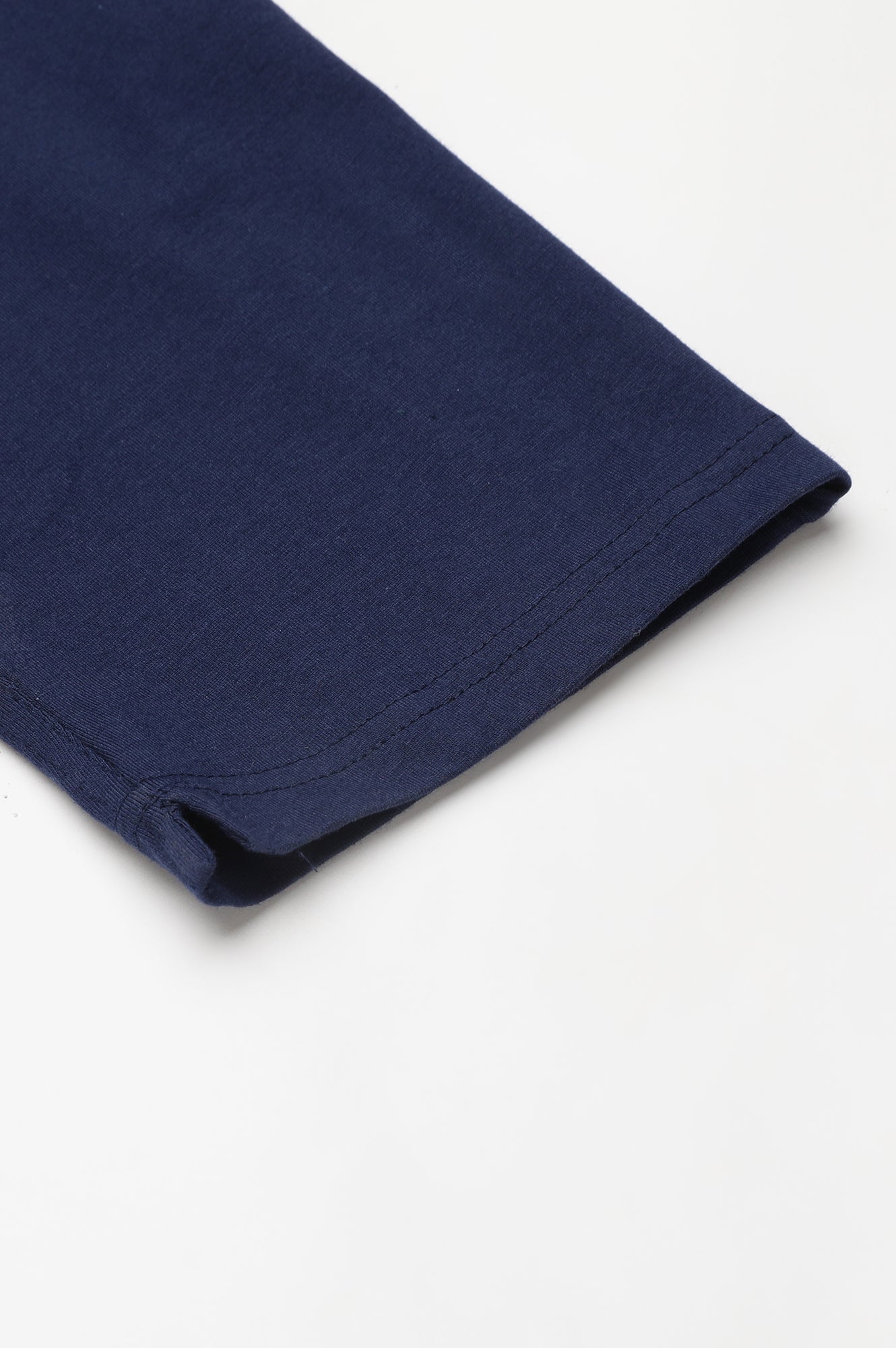 Navy Blue Solid Flared Cotton Pants With Elasticated Waist