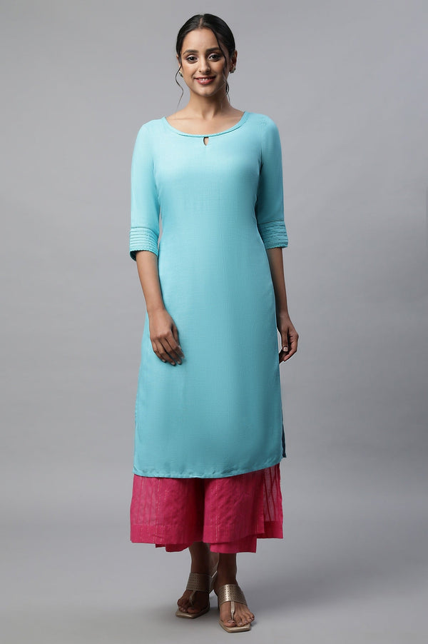 Pink Textured Straight Fit Cotton Palazzo With Drawstring Waist