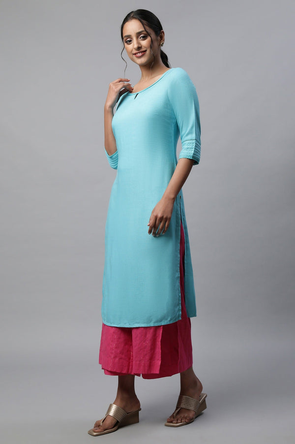 Pink Textured Straight Fit Cotton Palazzo With Drawstring Waist