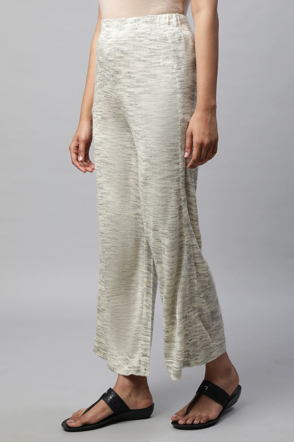 Grey Solid Straight Fit Palazzo With Elasticated Waist