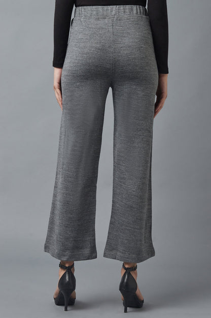 Grey Solid Straight Fit Acrylic Palazzo With Elasticated Waist