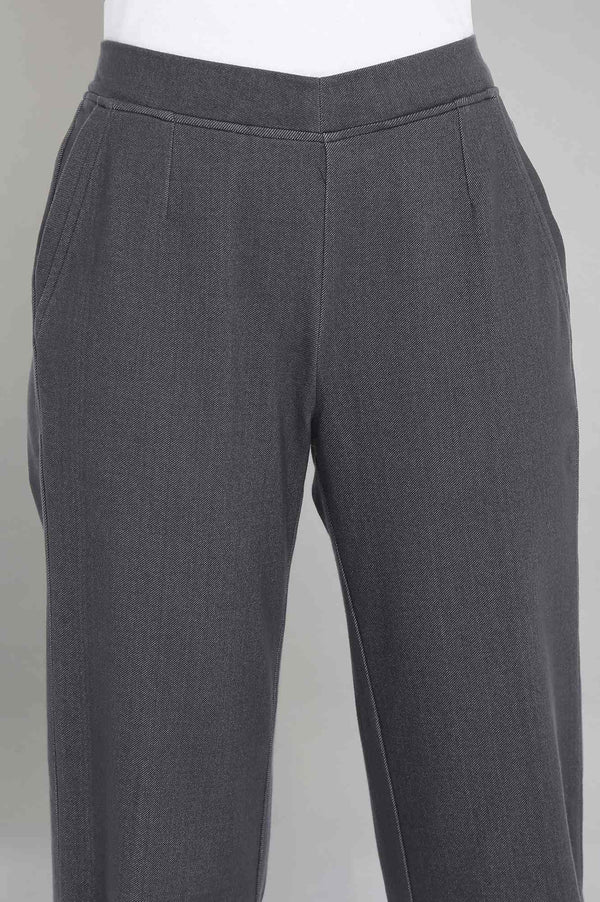 Elleven Women's Grey Solid Tapered Cotton Joggers With Elasticated Waist