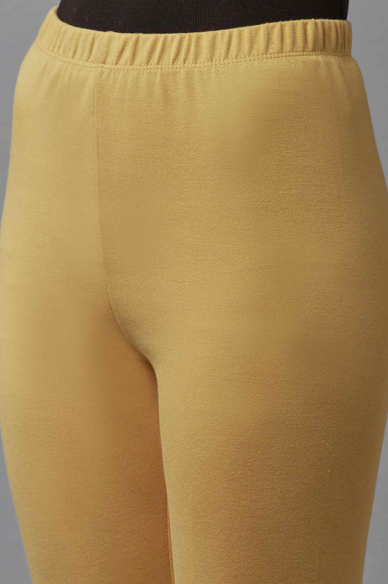 Gold Solid Skinny Fit Tights With Elasticated Waist