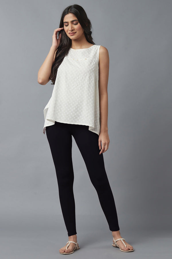 Black Solid Skinny Fit Tights With Elasticated Waist