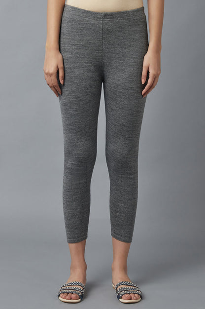 Grey Pointelle Skinny Fit Tights With Elasticated Waist