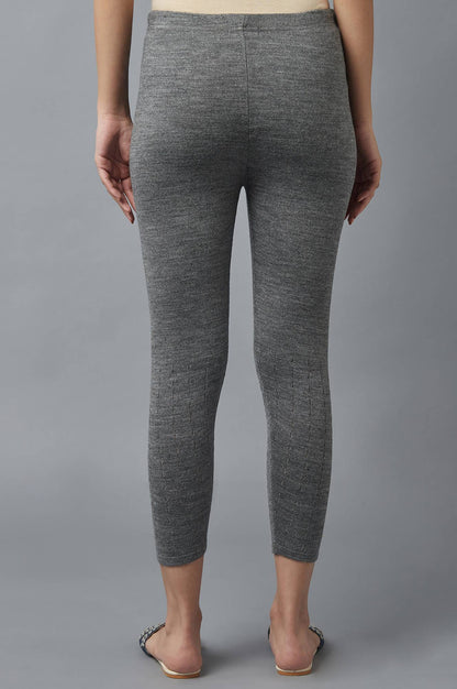 Grey Pointelle Skinny Fit Tights With Elasticated Waist