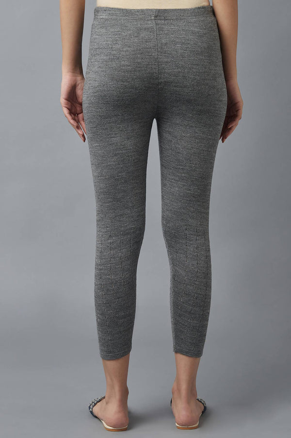 Grey Pointelle Skinny Fit Tights With Elasticated Waist