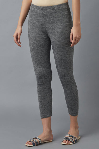 Grey Pointelle Skinny Fit Tights With Elasticated Waist