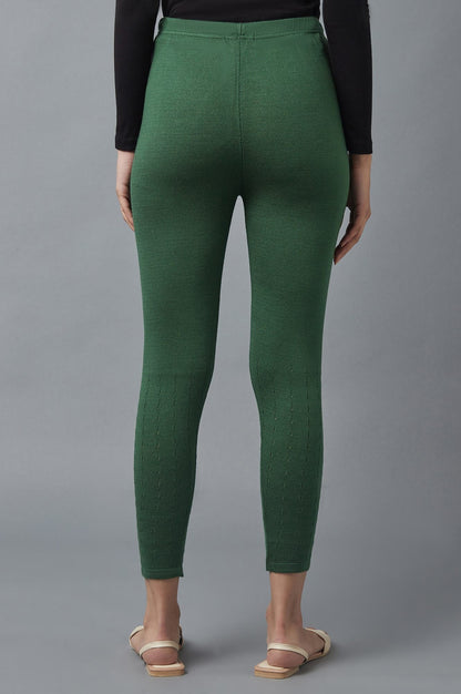 Green Pointelle Skinny Fit Tights With Elasticated Waist
