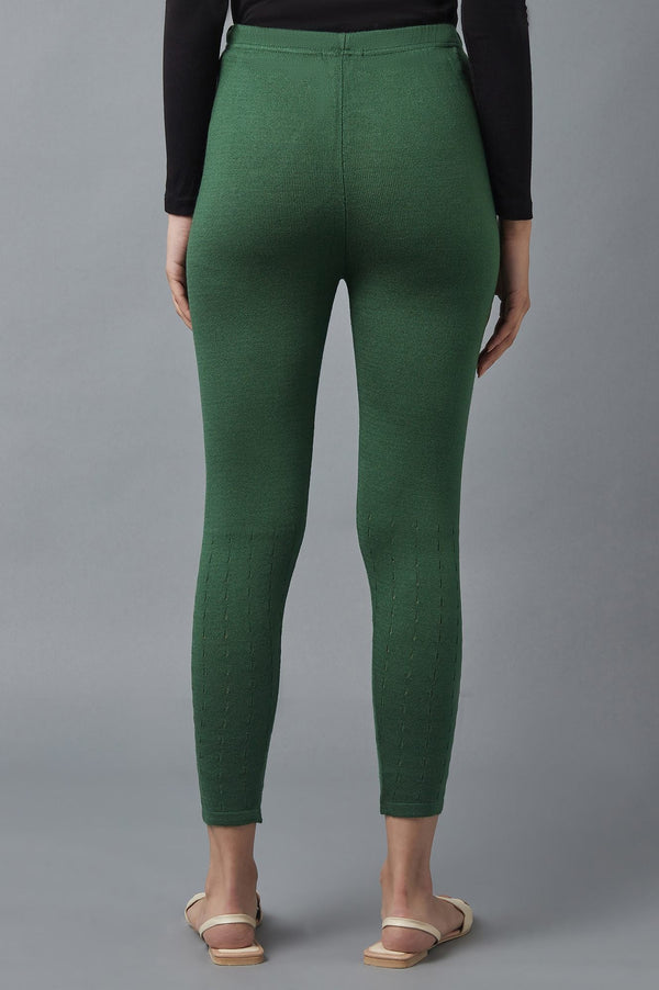 Green Pointelle Skinny Fit Tights With Elasticated Waist