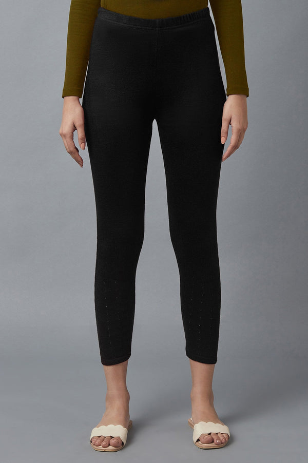 Black Pointelle Skinny Fit Tights With Elasticated Waist