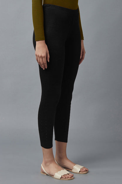 Black Pointelle Skinny Fit Tights With Elasticated Waist