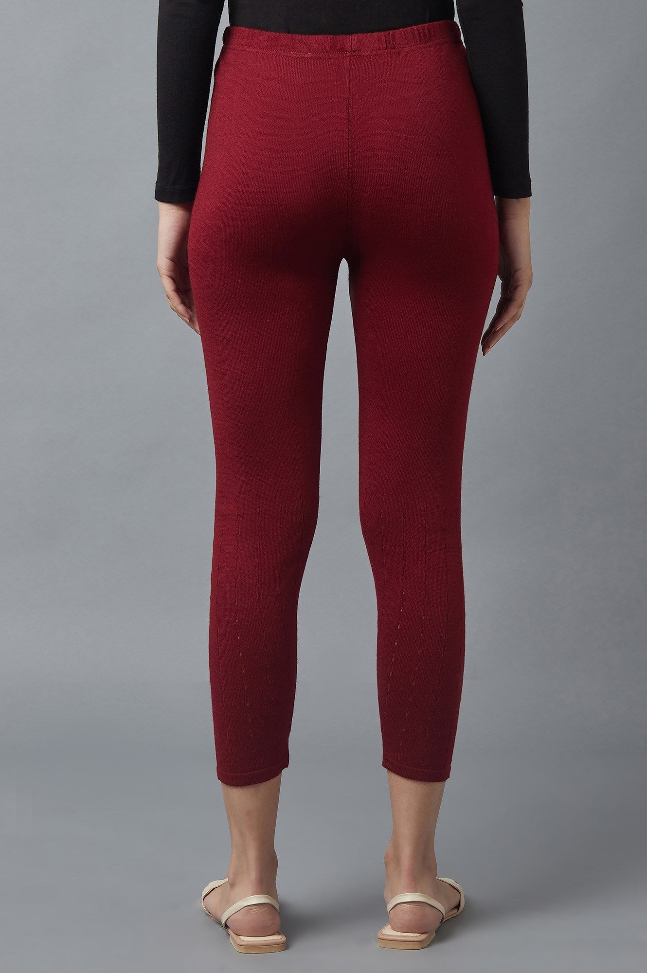 Red Pointelle Skinny Fit Tights With Elasticated Waist