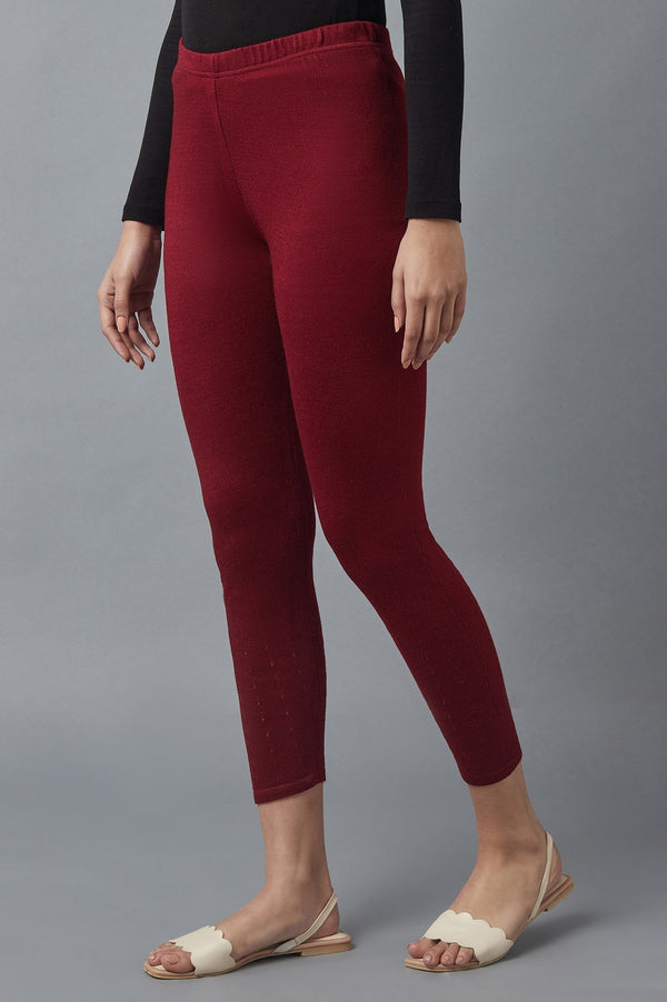 Red Pointelle Skinny Fit Tights With Elasticated Waist