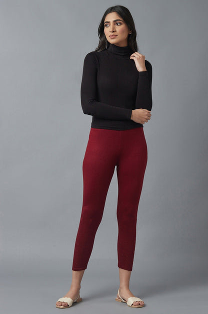 Red Pointelle Skinny Fit Tights With Elasticated Waist