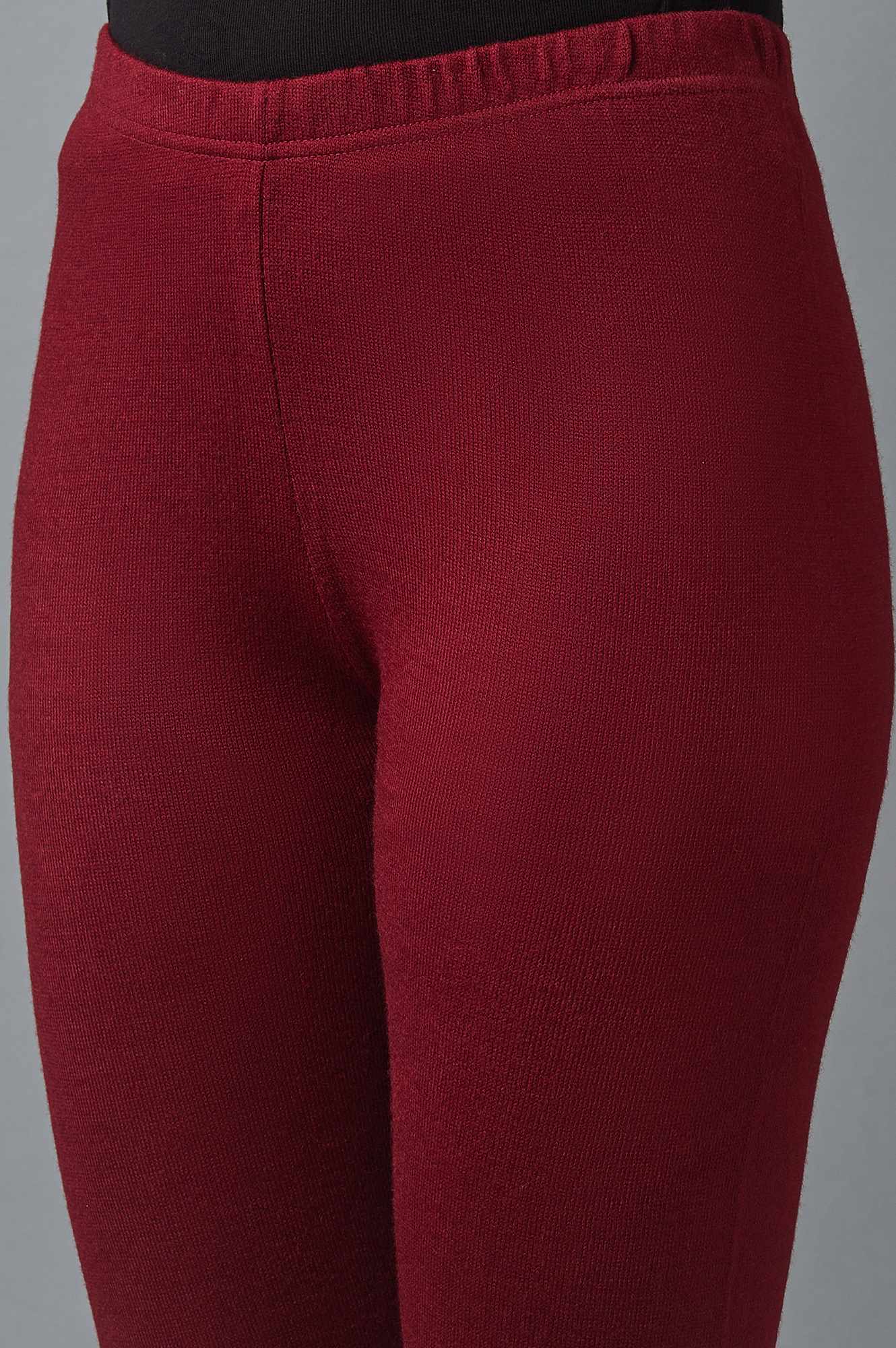 Red Pointelle Skinny Fit Tights With Elasticated Waist