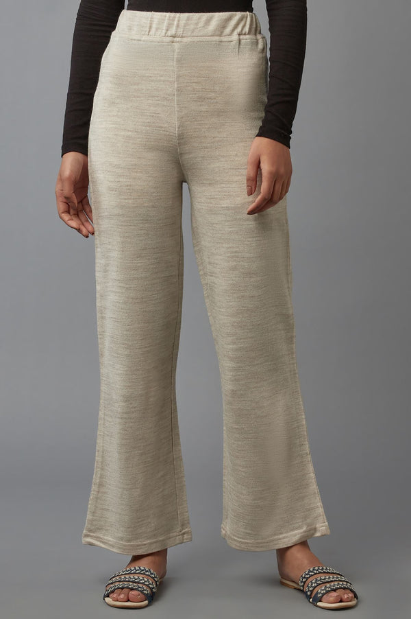 Beige Pointelle Skinny Fit Acrylic Tights With Elasticated Waist