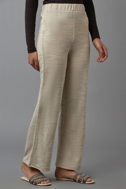 Beige Pointelle Skinny Fit Acrylic Tights With Elasticated Waist