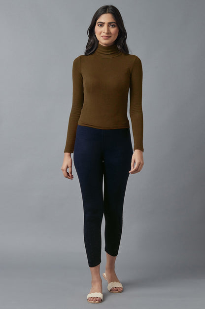 Navy Blue Pointelle Skinny Fit Tights With Elasticated Waist