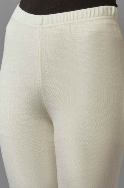 White Pointelle Skinny Fit Tights With Elasticated Waist