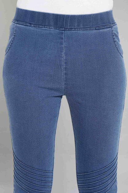Ice Blue Solid Slim-fit Denim Jeggings with Elasticated Waist