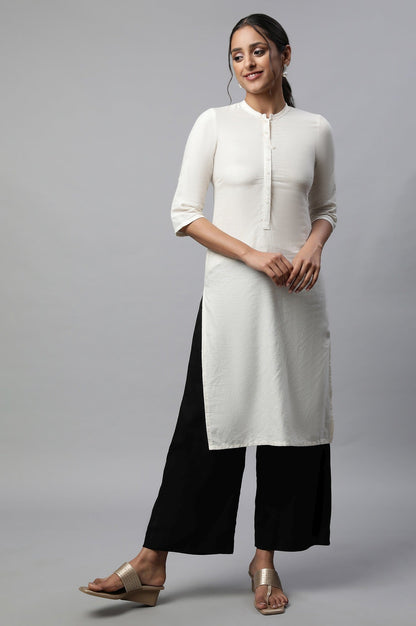 Black Solid Flared Cotton Palazzo With Elasticated Waist