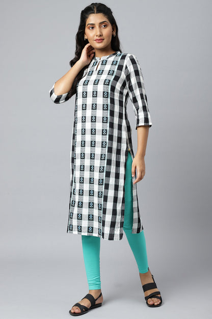 Light Blue Solid Skinny Fit Cotton Churidar With Elasticated Waistband