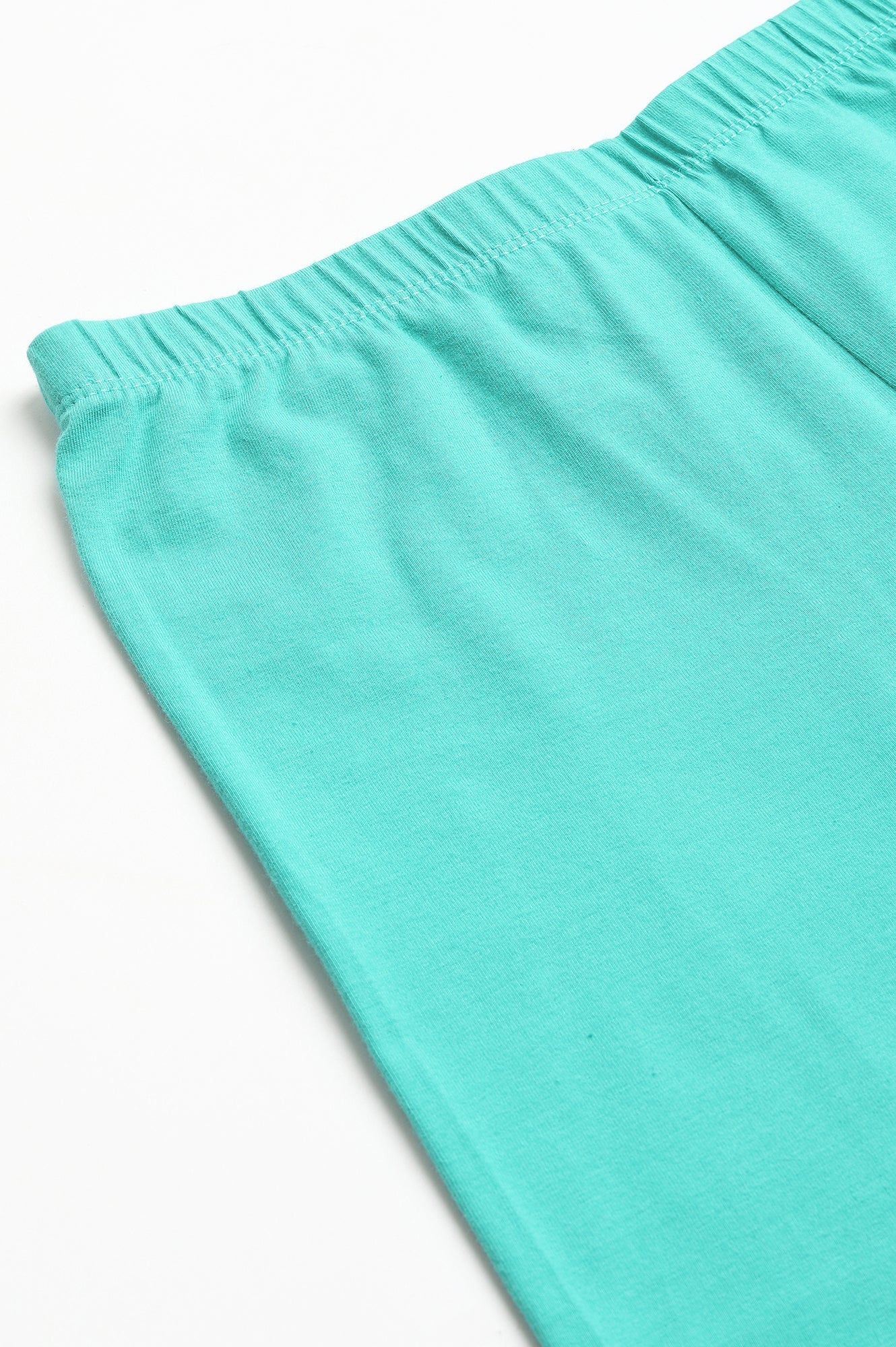 Light Blue Solid Skinny Fit Cotton Churidar With Elasticated Waistband