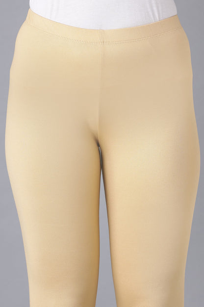 Gold Solid Skinny Fit Tights With Elasticated Waist