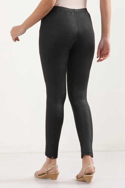 Black Solid Skinny Fit Tights With Elasticated Waist