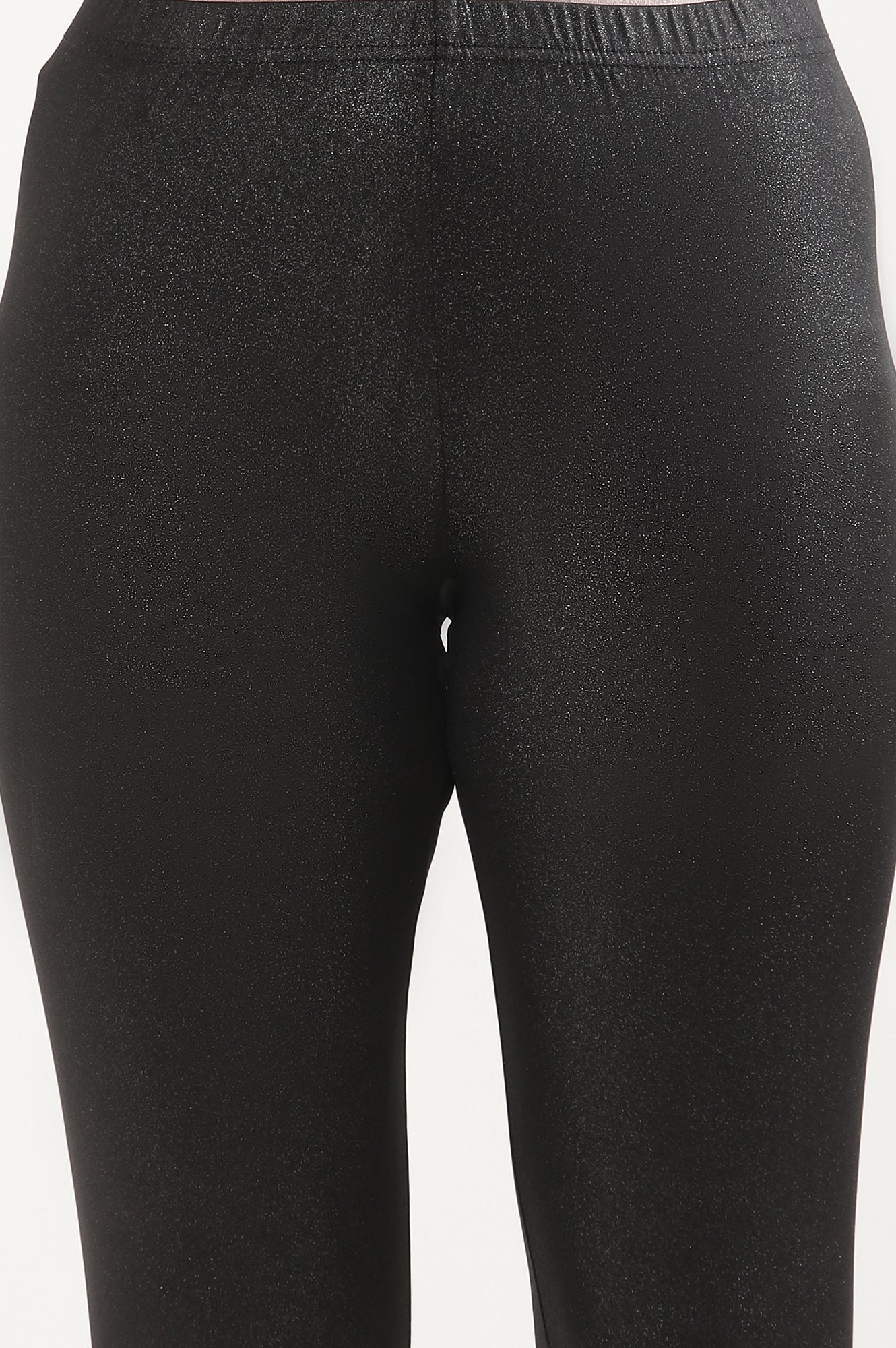 Black Solid Skinny Fit Tights With Elasticated Waist