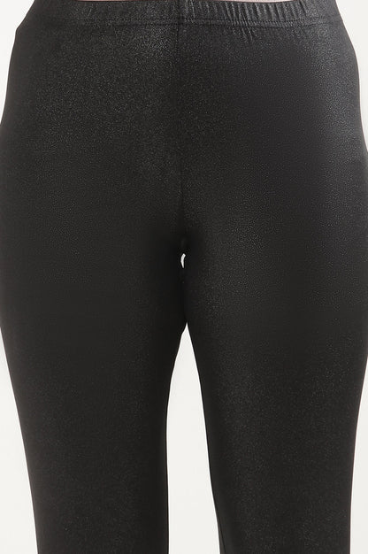 Black Solid Skinny Fit Tights With Elasticated Waist