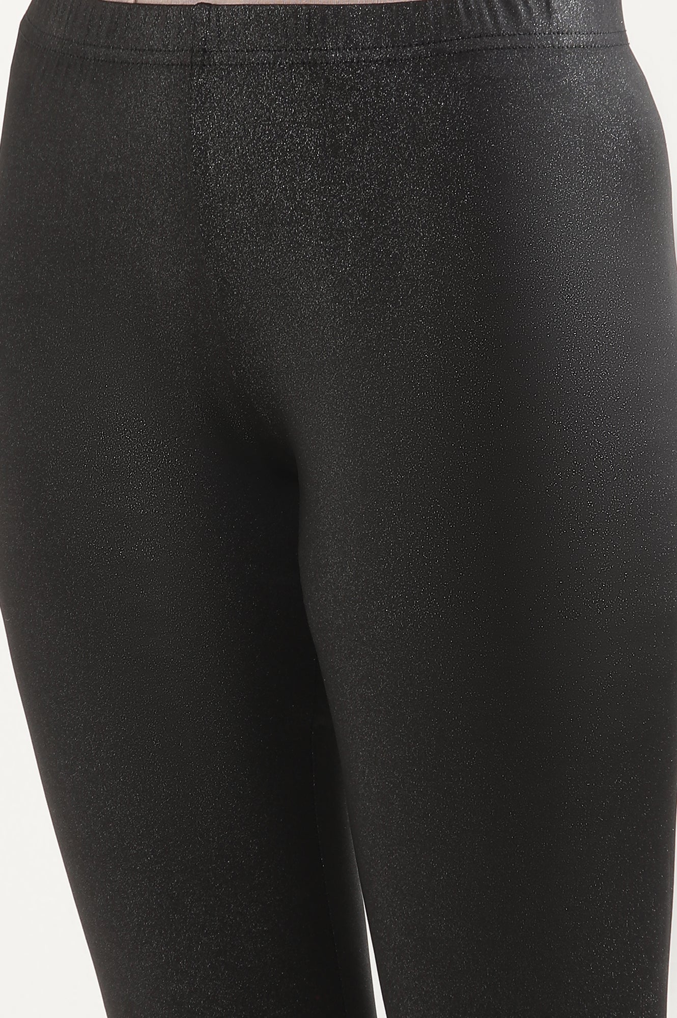 Black Solid Skinny Fit Tights With Elasticated Waist