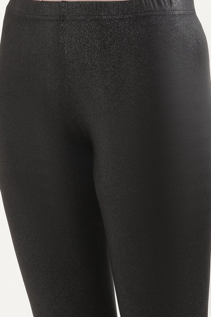 Black Solid Skinny Fit Tights With Elasticated Waist