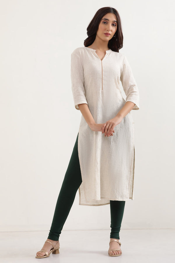 Green Solid Skinny Fit Cotton Tights With Elasticated Waist