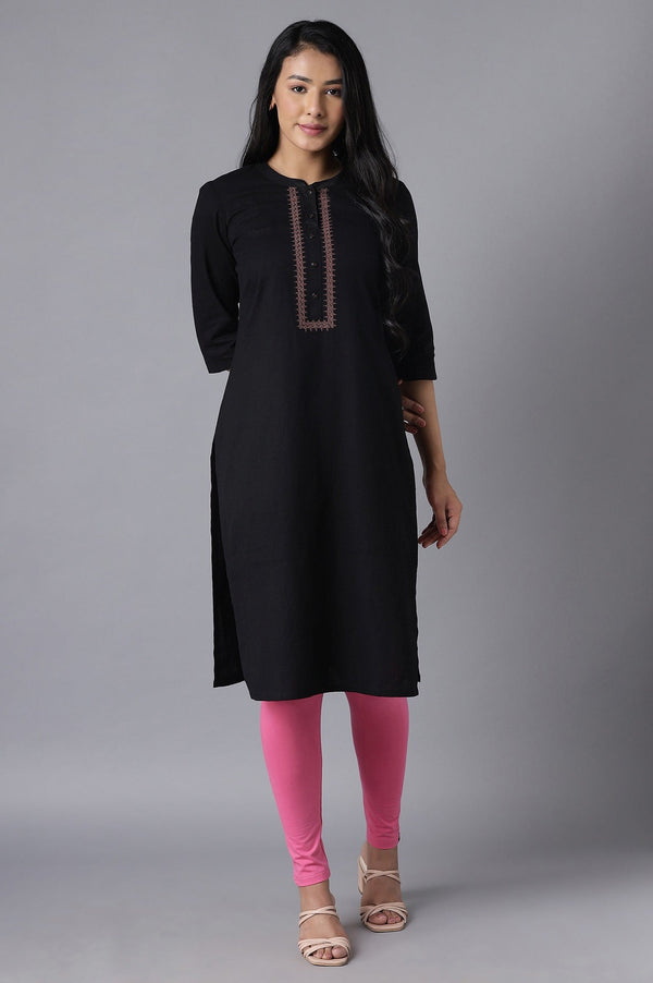 Pink Solid Skinny Fit Cotton Tights With Elasticated Waistband