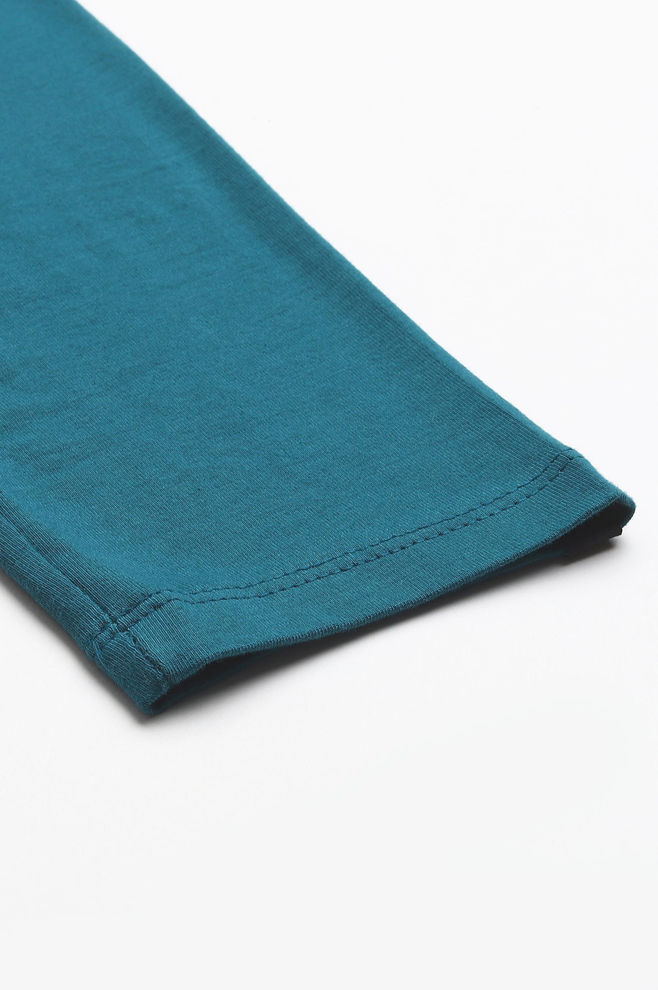 Teal Green Solid Skinny-fit Cotton Tights with Elasticated Waistband