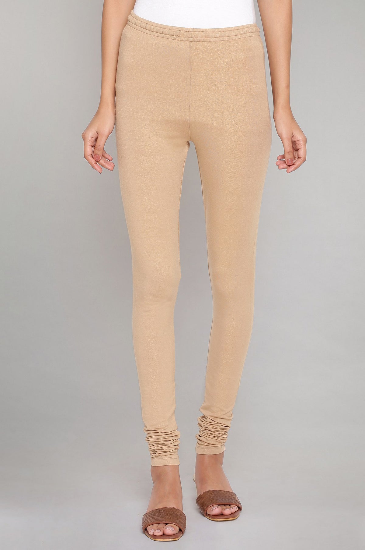 Pale Beige Knitted Churidar - WG