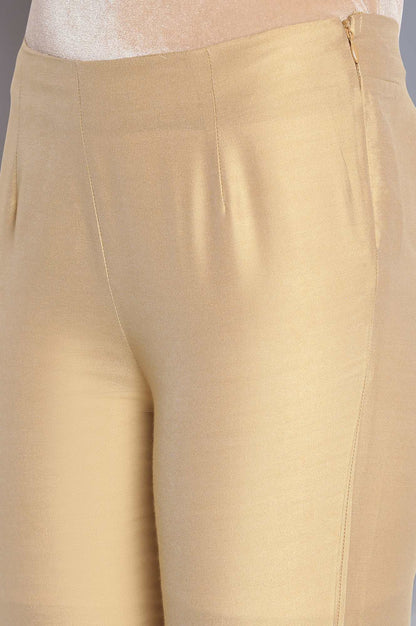 Light Golden Cotton Flax Fitted Pants
