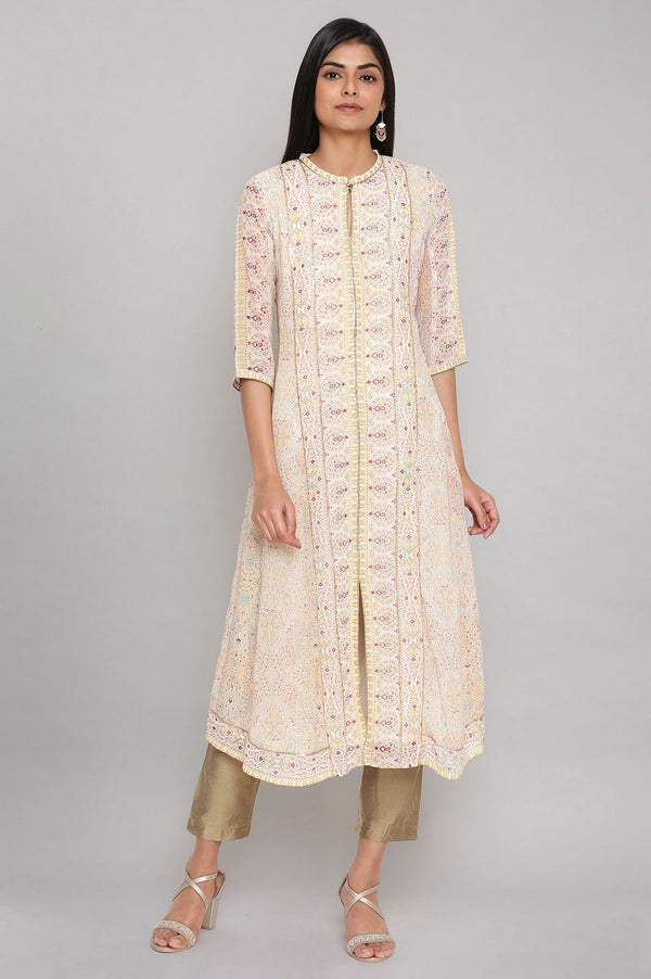 Light Golden Cotton Flax Fitted Pants