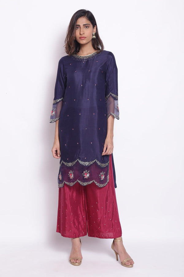 Navy Embroidered kurta