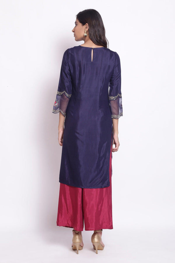 Navy Embroidered kurta