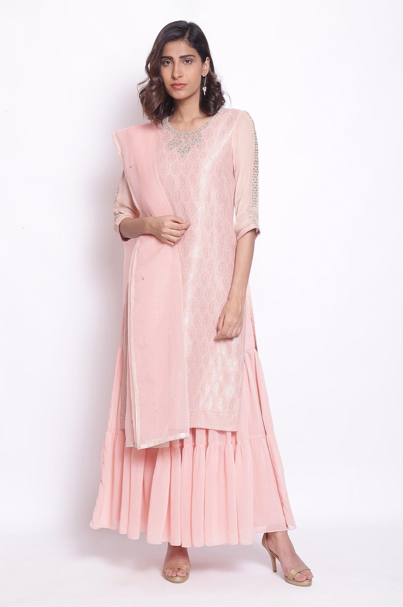 Pink Georgette Sharara - wforwoman