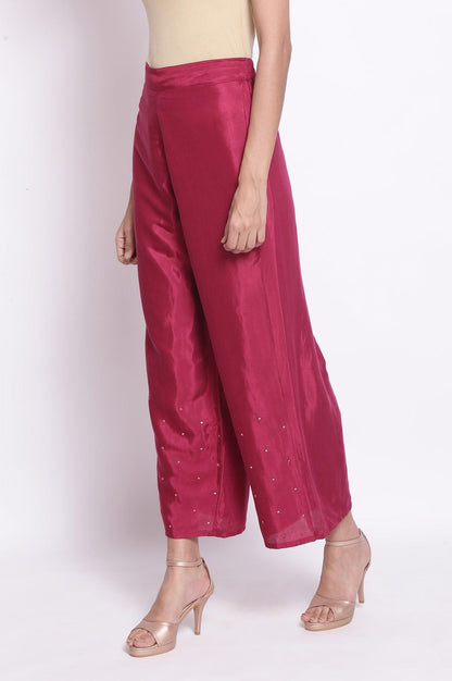 Dark Pink Solid Parallel Pants - wforwoman