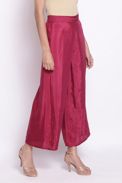 Dark Pink Solid Parallel Pants - wforwoman