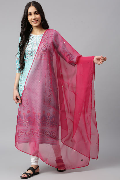 Pink Sequin Organza Dupatta