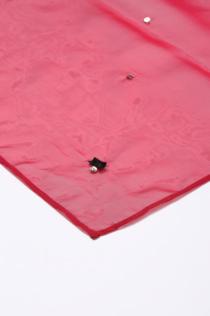 Pink Sequin Organza Dupatta
