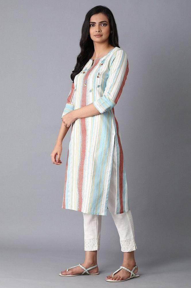 Multicoloured Stripe Print kurta - wforwoman