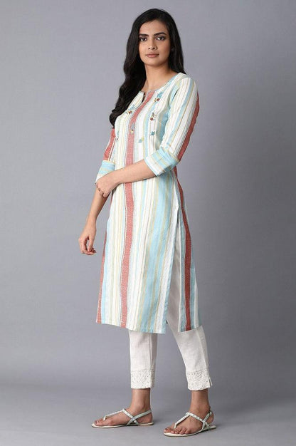 Multicoloured Stripe Print kurta - wforwoman